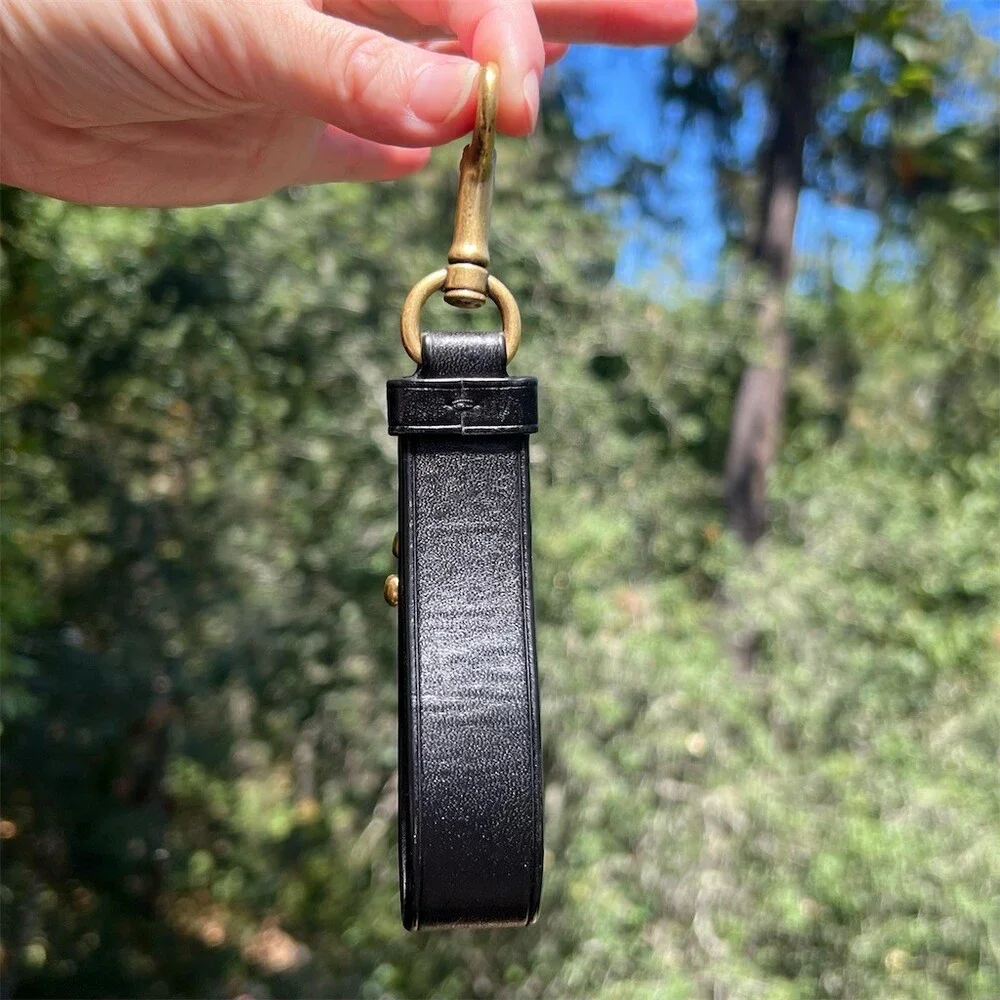 COACH Keychain Bag Charm Key Ring Black C Logo Brass Hardware AUTHENTIC